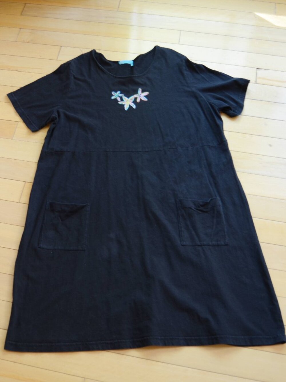 Fresh Produce Black Embroidery T Shirt Dress Size 2X